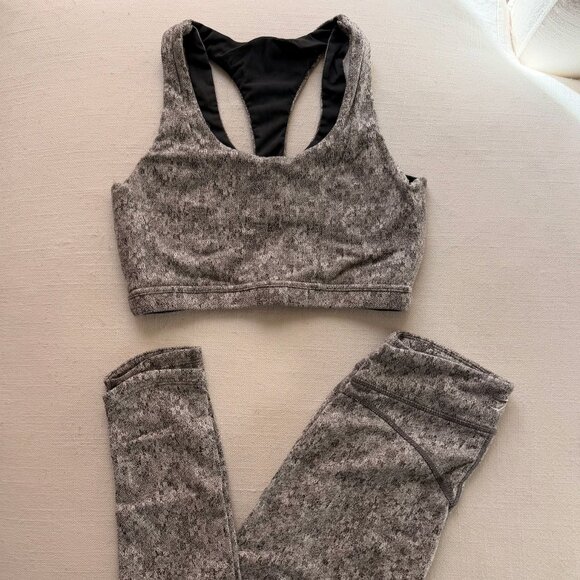 Gymshark heathered grey leggings + sports bra set - Picture 1 of 3